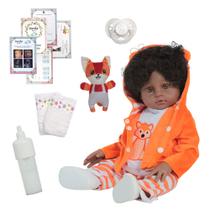 Bebê Reborn Realista Corpo Silicone Negro Com Kit 13 Itens Bebê Reborn Realista Corpo Silicone Negro Com Kit 13 Itens