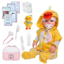 Bebê Reborn Realista Corpo Silicone Patinho Pelúcia Fofa