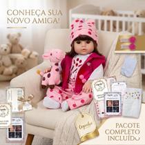 Bebê Reborn Realista De Silicone Girafinha Banho 9 Itens