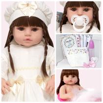 Bebê Reborn Realista de Silicone Menina Fofa 46cm Enxoval - Cegonha Reborn Dolls