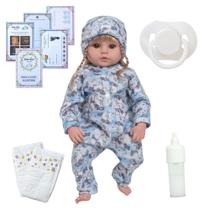 Bebe Reborn Realista Grande Cabelo Loiro Com Acessórios