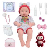 Bebe Reborn Realista Labubu Pode Banho Bolsa Kit Acessórios