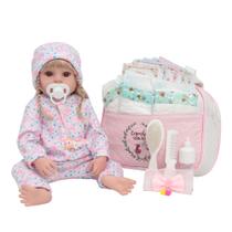 Bebê Reborn Realista Loira Corpo Silicone Bolsa Acessórios