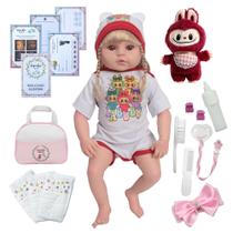 Bebe Reborn Realista Loira Olho Castanho Com Labubu Bolsa