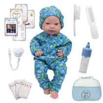 Bebe Reborn Realista Lucca Macacão Dino Bolsa Acessórios Bebe Reborn Realista Lucca Macacão Dino Bolsa Acessórios