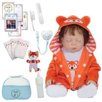 Bebe Reborn Realista Masculino Olho Fechado Fio a Fio Fofo