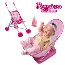 Bebê Reborn Realista Menina + Banheira Banho e Carrinho Baby - Milk Brinquedos