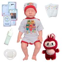 Bebe Reborn Realista Menina Com Labubu Pelúcia Acessórios Bebe Reborn Realista Menina Com Labubu Pelúcia Acessórios