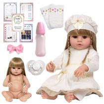 Bebe Reborn Realista Menina Loira 46cm Cabelo Longo Enxoval Bebe Reborn Realista Menina Loira 46cm Cabelo Longo Enxoval