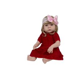 Bebê Reborn Realista Menina Loira Vestido Vermelho 20 Itens