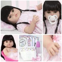 Bebe Reborn Realista Menina Morena Linda Kit 13 Acessórios