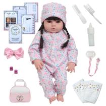 Bebê Reborn Realista Menina Silicone Bolsa Pijama Flamingo