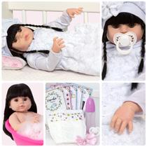 Bebe Reborn Realista Menina Vestido Branco Envio Imediato Bebe Reborn Realista Menina Vestido Branco Envio Imediato