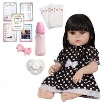 Bebe Reborn Realista Menina Vestido Preto Pode Dar Banho
