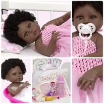 Bebe Reborn Realista Negra Coelhinha Pelúcia Envio Imediato Bebe Reborn Realista Negra Coelhinha Pelúcia Envio Imediato