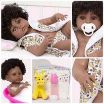 Bebe Reborn Realista Negra Girafa Saída de Banho Envio 24hrs
