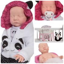 Bebê Reborn Realista Panda com Fraldas Chupeta Mamadeira Bebê Reborn Realista Panda com Fraldas Chupeta Mamadeira