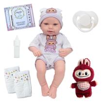 Bebê Reborn Realista Princesa 43cm Roupa Labubu Itens Bebê Reborn Realista Princesa 43cm Roupa Labubu Itens