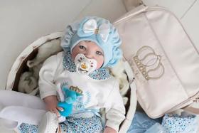 Bebê Reborn Realista Princesa Loira Azul Membros Silicone - Meu Xodó