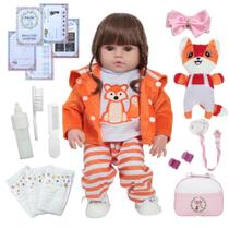 Bebe Reborn Realista Raposinha Bolsa Maternidade Acessórios