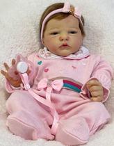 Bebê Reborn Realista Recém Nascida Premium, Ultra Realista, Tecnica Avançada, Cabelo Mohair, 50cm de Altura