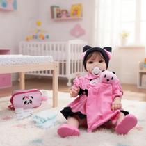 Bebê Reborn Realista Shyann Boneca 50cm de Vinil com Corpo articulado e Olhos Fixos