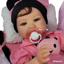 Bebê Reborn Realista Shyann Boneca 50cm de Vinil com Corpo articulado e Olhos Fixos