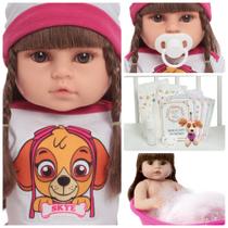 Bebe Reborn Recém Nascida Cabelo Castanho Pode Molhar