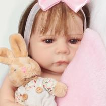 Bebê Reborn Recém Nascida Cabelo Fio a Fio + Acessórios