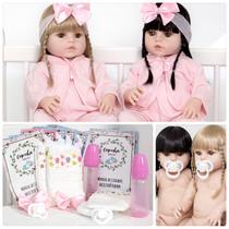Bebê Reborn Recém Nascida Gêmeas Cabelo Longo Com Chupeta Bebê Reborn Recém Nascida Gêmeas Cabelo Longo Com Chupeta