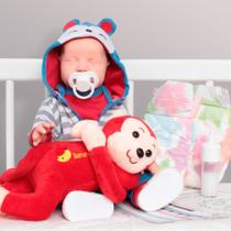 Bebê Reborn Roupinha Macaquinho com Pelúcia + itens
