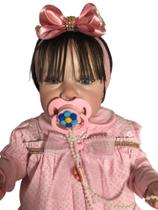 Bebê Reborn Saskia C/ Dentinho e Olhos Azuis - Vinil Siliconado