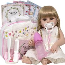 Bebê Reborn Siliconado Menina Loira 46cm + Vários Itens Bebê Reborn Siliconado Menina Loira 46cm + Vários Itens