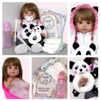 Bebe Reborn Siliconado Realista Panda e Itens Barata LOL