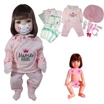 Bebê Reborn Silicone 100% Menina Enxoval Com Bolsa 27 Itens