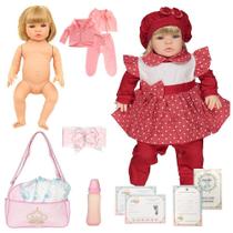 Bebê Reborn Silicone Loira Balone Vermelho Cegonha Dolls