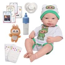 Bebe Reborn Silicone Lucca 43cm Pode Banho Kit Acessórios