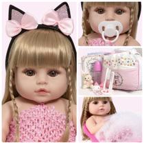 Bebe Reborn Silicone Menina Coelhinha Loira Enxoval Completo