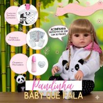 Bebe Reborn Silicone Menina Panda Loira Linda Fala e Chora barata