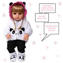 Bebe Reborn Silicone Menina Panda Loira Linda Fala e Chora