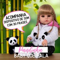 Bebe Reborn Silicone Menina Panda Loira Linda Fala e Chora Bebe Reborn Silicone Menina Panda Loira Linda Fala e Chora