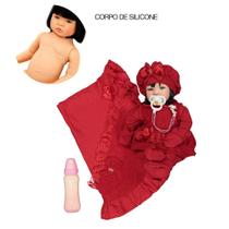 Bebê Reborn Silicone Morena Laís Vermelha Cegonha Dolls