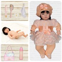 Bebê Reborn Silicone Morena Salmão Bichinhos Cegonha Dolls