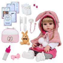 Bebê Reborn Tipo Reborn Realista Coelinha Com Pelúcia