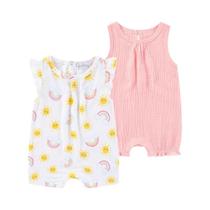 Bebê recém-nascido Cartoon sem mangas Bodysuits, roupas infantis, Onesies, verão, 2 pcs Bebê recém-nascido Cartoon sem mangas Bodysuits, roupas infantis, Onesies, verão, 2 pcs