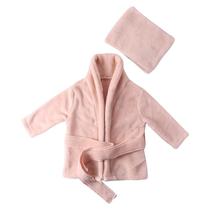 Bebê recém-nascido Flanela Robe Robe e Toalha de Banho Cobertor Definir Sólida Cor Fotografia Adereços Roupa para Meninos Meninas Posando - Rosa