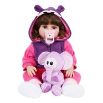 Bebê Sweetie Reborn Exclusiva Elefantinho Roxo E Acessórios