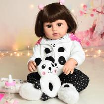 Bebê Sweetie Reborn Modelo Especial Panda Cabelos Liso Bebê Sweetie Reborn Modelo Especial Panda Cabelos Liso