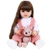 Bebê Sweetie Reborn Roupa Touca Crochê Urso Amigurumi 55cm