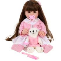 Bebê Sweetie Reborn Ursinho Branco E Acessórios 55cm Linda Bebê Sweetie Reborn Ursinho Branco E Acessórios 55cm Linda